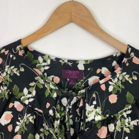 J.Crew x Liberty S Blouse Poppy Dream Print Black Pink Green - Picture 4 of 11